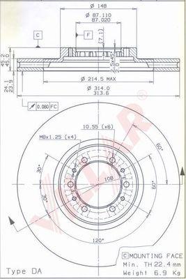 Villar 628.1820 - Гальмівний диск autozip.com.ua