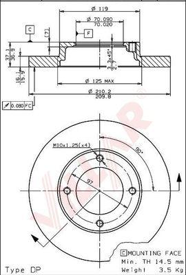 Villar 628.1871 - Гальмівний диск autozip.com.ua