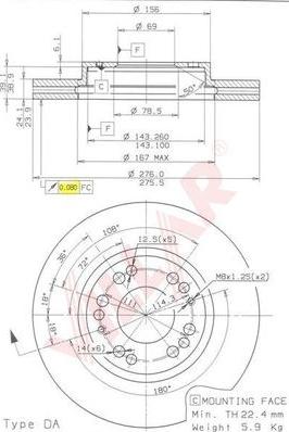 Villar 628.1246 - Гальмівний диск autozip.com.ua