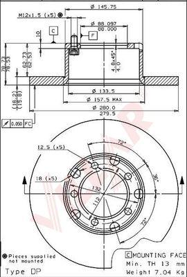 Villar 628.1204 - Гальмівний диск autozip.com.ua