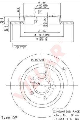 Villar 628.2043 - Гальмівний диск autozip.com.ua