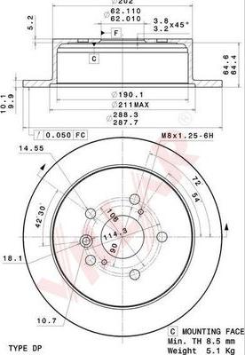 Villar 628.2060 - Гальмівний диск autozip.com.ua