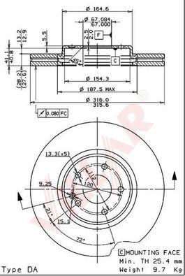 Villar 628.2165 - Гальмівний диск autozip.com.ua