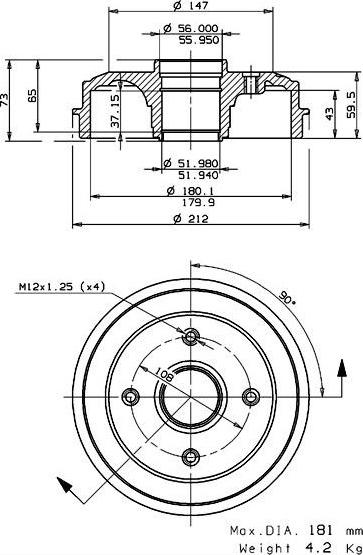 Villar 627.0041 - Гальмівний барабан autozip.com.ua