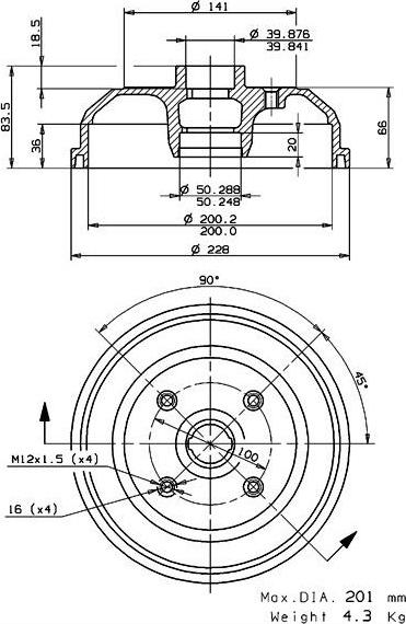 Villar 627.0030 - Гальмівний барабан autozip.com.ua