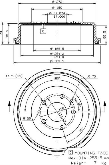 Villar 627.0109 - Гальмівний барабан autozip.com.ua