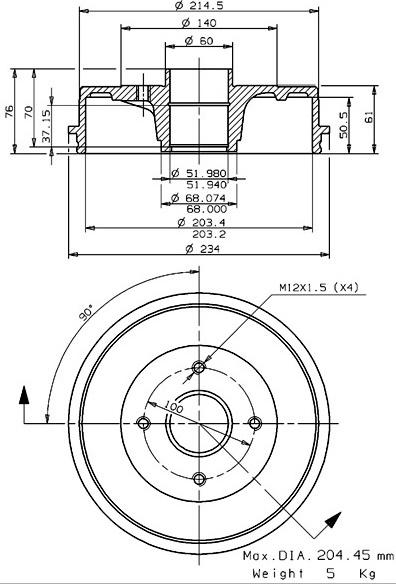 Villar 627.0118 - Гальмівний барабан autozip.com.ua