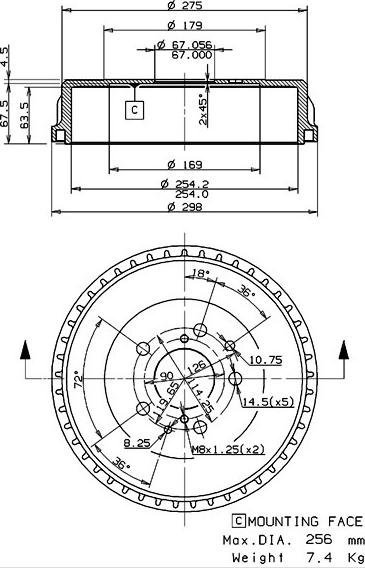 Villar 627.0246 - Гальмівний барабан autozip.com.ua