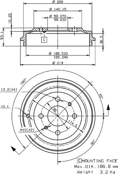 Villar 627.0252 - Гальмівний барабан autozip.com.ua