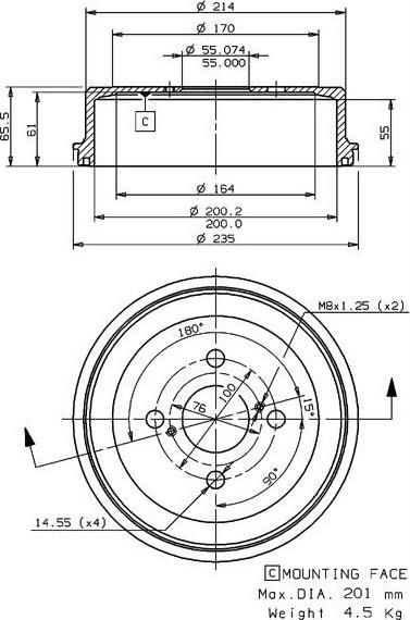 Villar 627.0204 - Гальмівний барабан autozip.com.ua