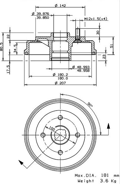 Villar 627.0227 - Гальмівний барабан autozip.com.ua