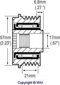 WAI 24-1283-3 - Ремінний шків, генератор autozip.com.ua