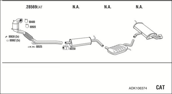 Walker ADK106374 - Система випуску ОГ autozip.com.ua