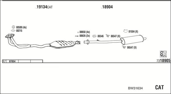 Walker BW31634 - Система випуску ОГ autozip.com.ua