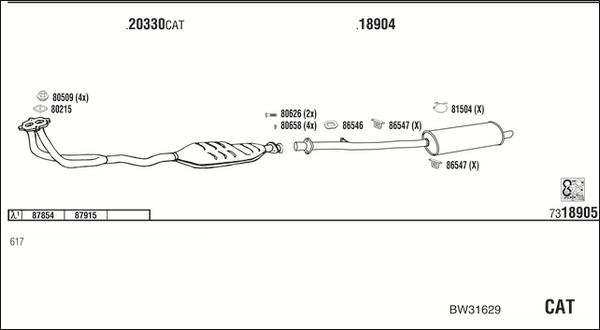 Walker BW31629 - Система випуску ОГ autozip.com.ua