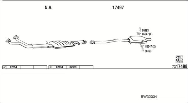 Walker BW32034 - Система випуску ОГ autozip.com.ua