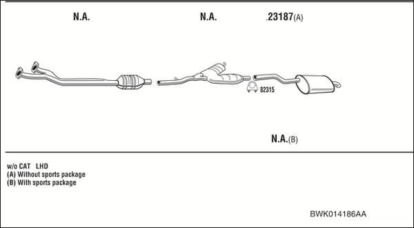 Walker BWK014186AA - Система випуску ОГ autozip.com.ua