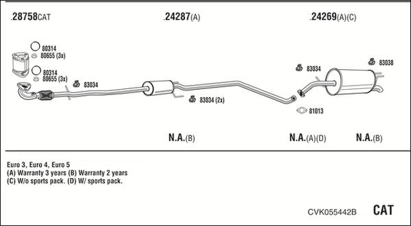 Walker CVK055442B - Система випуску ОГ autozip.com.ua