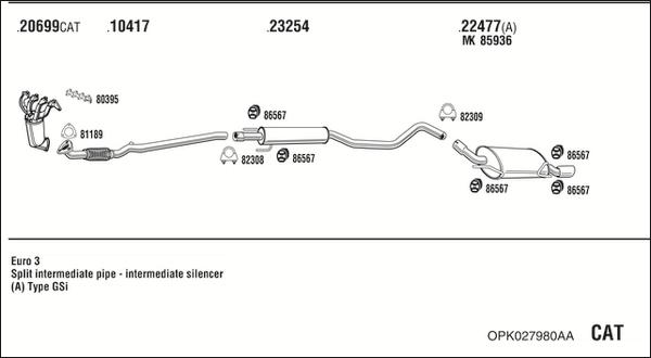 Walker OPK027980AA - Система випуску ОГ autozip.com.ua