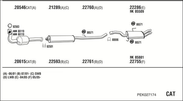 Walker PEK027174 - Система випуску ОГ autozip.com.ua