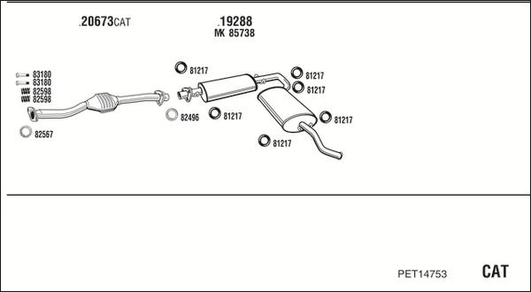 Walker PET14753 - Система випуску ОГ autozip.com.ua