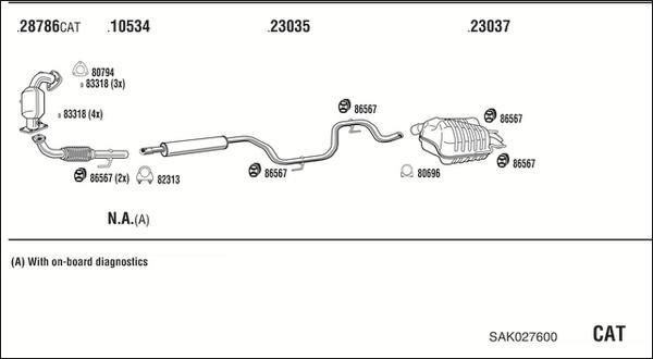 Walker SAK027600 - Система випуску ОГ autozip.com.ua