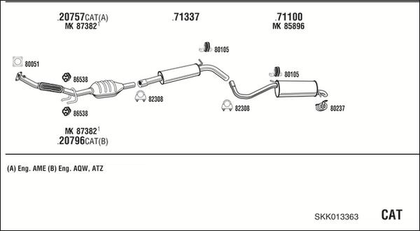 Walker SKK013363 - Система випуску ОГ autozip.com.ua