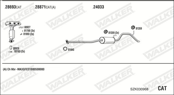 Walker SZK030968 - Система випуску ОГ autozip.com.ua