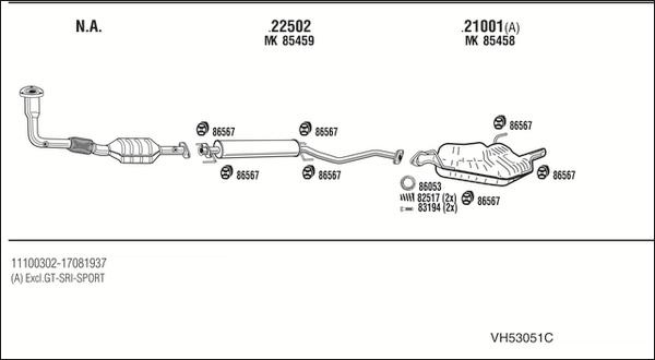 Walker VH53051C - Система випуску ОГ autozip.com.ua