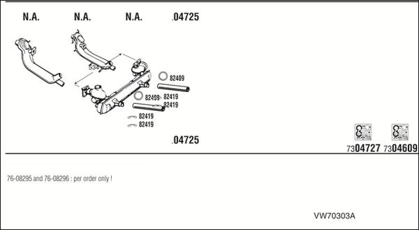 Walker VW70303A - Система випуску ОГ autozip.com.ua