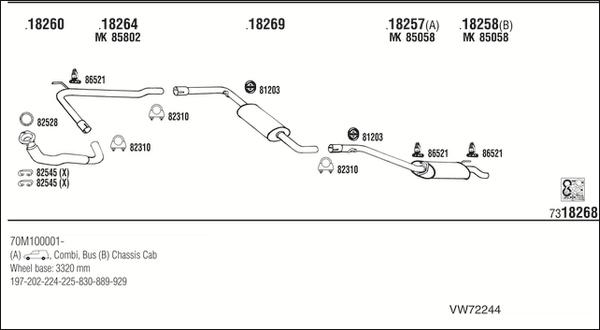 Walker VW72244 - Система випуску ОГ autozip.com.ua