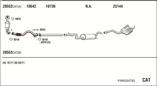 Walker VWK034793 - Система випуску ОГ autozip.com.ua