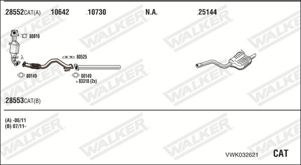 Walker VWK032621 - Система випуску ОГ autozip.com.ua