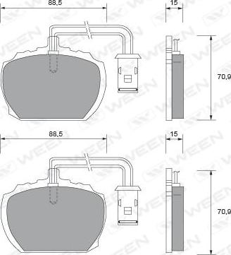 Ween 151-1553 - Гальмівні колодки, дискові гальма autozip.com.ua