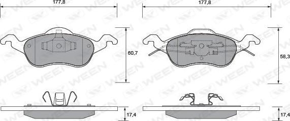 Ween 151-1112 - Гальмівні колодки, дискові гальма autozip.com.ua