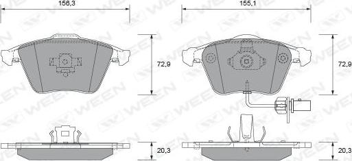 Ween 151-1806 - Гальмівні колодки, дискові гальма autozip.com.ua