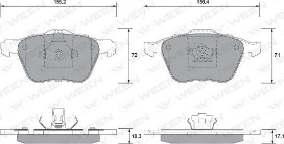 Ween 151-1350 - Гальмівні колодки, дискові гальма autozip.com.ua