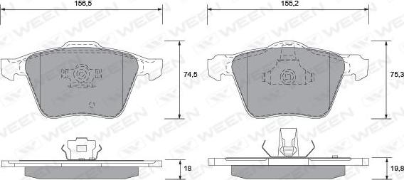 Ween 151-1351 - Гальмівні колодки, дискові гальма autozip.com.ua