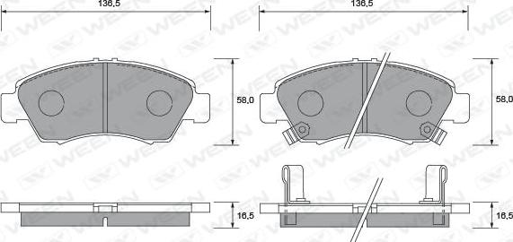 Ween 151-1365 - Гальмівні колодки, дискові гальма autozip.com.ua