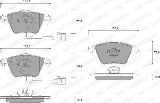 Ween 151-1254 - Гальмівні колодки, дискові гальма autozip.com.ua