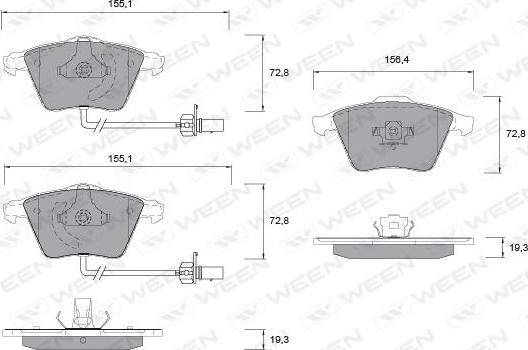 Ween 151-1260 - Гальмівні колодки, дискові гальма autozip.com.ua