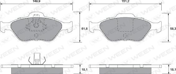 Ween 151-1284 - Гальмівні колодки, дискові гальма autozip.com.ua