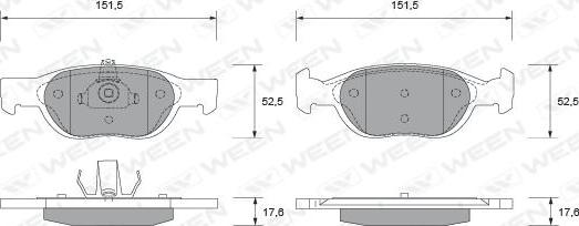 Ween 151-1798 - Гальмівні колодки, дискові гальма autozip.com.ua