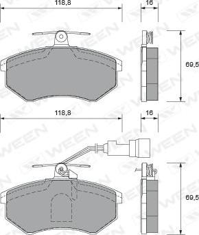 Ween 151-1764 - Гальмівні колодки, дискові гальма autozip.com.ua