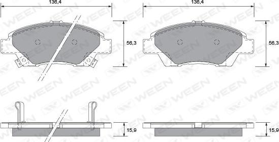 Ween 151-2568 - Гальмівні колодки, дискові гальма autozip.com.ua