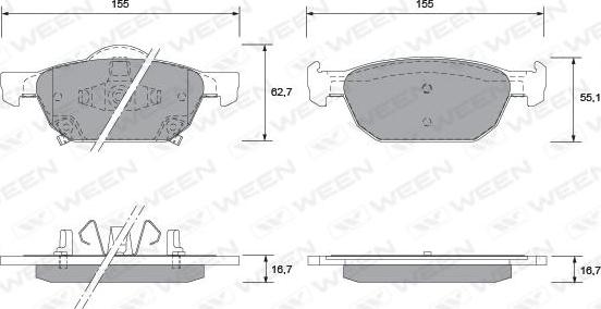 Ween 151-2570 - Гальмівні колодки, дискові гальма autozip.com.ua