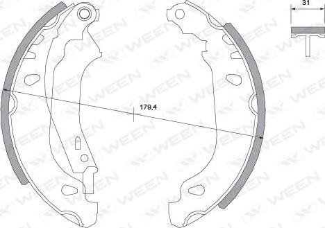 Ween 152-2045 - Комплект гальм, барабанний механізм autozip.com.ua