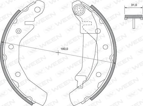 Ween 152-2026 - Комплект гальм, барабанний механізм autozip.com.ua