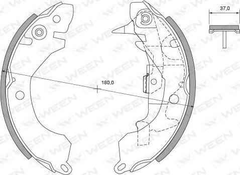 Ween 152-2308 - Комплект гальм, барабанний механізм autozip.com.ua