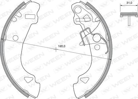 Ween 152-2384 - Комплект гальм, барабанний механізм autozip.com.ua